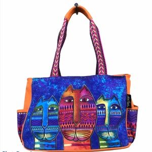 Laurel Burch Three Amigos Cat Tote Bag Pockets
